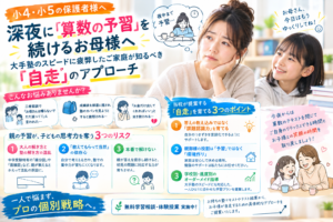 小4・小5の保護者様へ｜深夜に算数の予習を続けるお母様へ向けた大手塾・個別指導の自走アプローチ（s-Liveかながわ北山田駅前校）